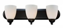  3503-1 ROB - Clayton Reversible Mount, 3-Light Armed Vanity Wall Light, with Glass Bell Shades